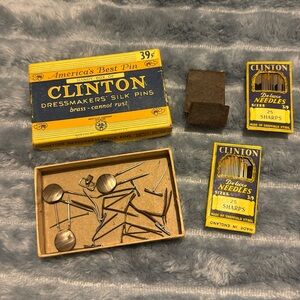 Vintage Clinton Silk Pins Box